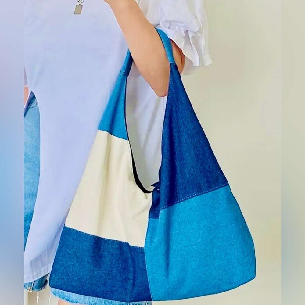Stylish Blue and Cream HOBO Women's Bag - Picture 2 of 14